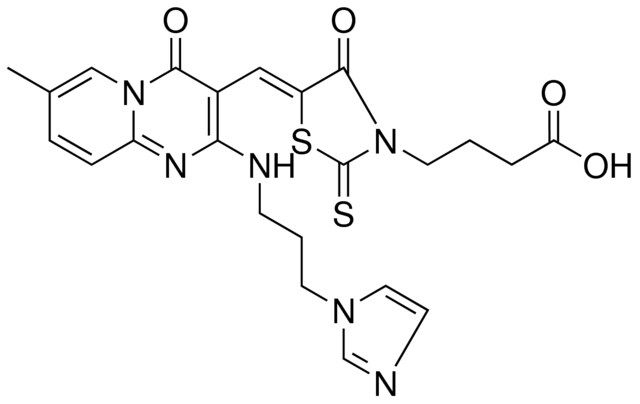 4-{(5Z)-5-[(2-{[3-(1H-IMIDAZOL-1-YL)PROPYL]AMINO}-7-METHYL-4-OXO-4H-PYRIDO[1,2-A]PYRIMIDIN-3-YL)METHYLENE]-4-OXO-2-THIOXO-1,3-THIAZOLIDIN-3-YL}BUTANOIC ACID