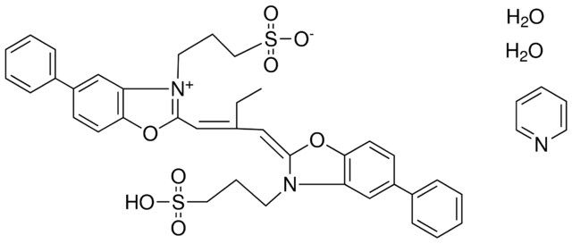 3-(5-PHENYL-2-{2-[(E)-(5-PHENYL-3-(3-SULFOPROPYL)-1,3-BENZOXAZOL-2(3H)-YLIDENE)METHYL]-1-BUTENYL}-1,3-BENZOXAZOL-3-IUM-3-YL)-1-PROPANESULFONATE COMPOUND WITH PYRIDINE DIHYDRATE