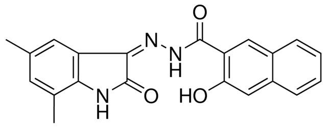 3-HO-NAPHTHALENE-2-CARBOXYLIC ACID (5,7-DI-ME-2-OXO-2H-INDOL-3-YLIDENE)HYDRAZIDE