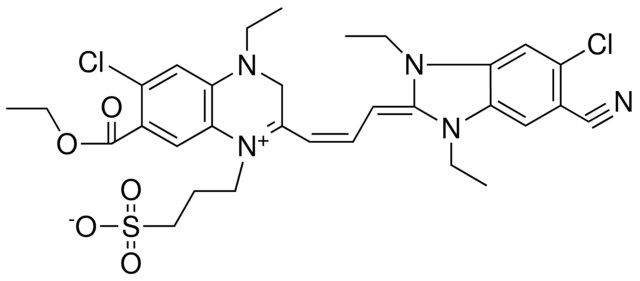 3-[6-CHLORO-2-[(1Z,3E)-3-(5-CHLORO-6-CYANO-1,3-DIETHYL-1,3-DIHYDRO-2H-BENZIMIDAZOL-2-YLIDENE)-1-PROPENYL]-7-(ETHOXYCARBONYL)-4-ETHYL-3,4-DIHYDROQUINOXALIN-1-IUM-1-YL]-1-PROPANESULFONATE