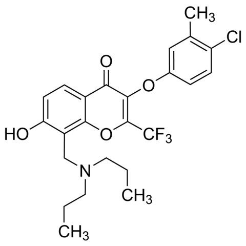 3-(4-Chloro-3-methylphenoxy)-8-[(dipropylamino)methyl]-7-hydroxy-2-(trifluoromethyl)-4<i>H</i>-chromen-4-one