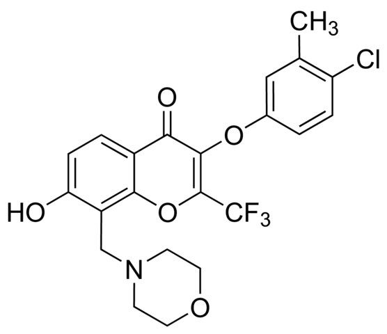 3-(4-Chloro-3-methylphenoxy)-7-hydroxy-8-(4-morpholinylmethyl)-2-(trifluoromethyl)-4<i>H</i>-chromen-4-one