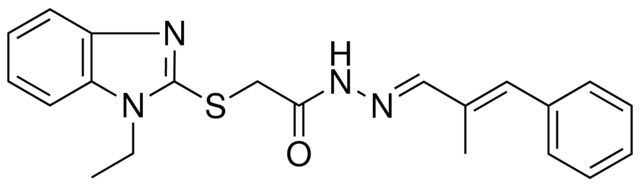 2(1-ET-1H-BENZOIMIDAZOL-2-YLSULFANYL)ACETIC ACID (2-ME-3-PH-ALLYLIDENE)HYDRAZIDE