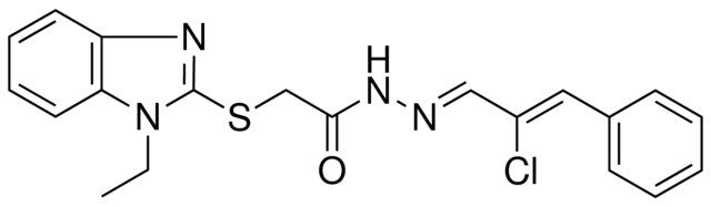 2(1-ET-1H-BENZOIMIDAZOL-2-YLSULFANYL)ACETIC ACID (2-CL-3-PH-ALLYLIDENE)HYDRAZIDE