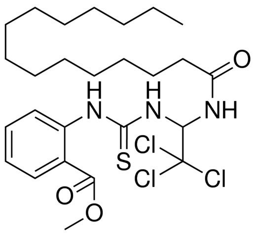 2-(3-(2,2,2-TRICHLORO-1-PENTADECANOYLAMINO-ET)-THIOUREIDO)-BENZOIC ACID ME ESTER