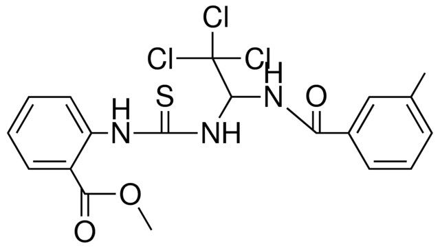 2-(3-(2,2,2-TRI-CL-1-(3-ME-BENZOYLAMINO)-ET)-THIOUREIDO)-BENZOIC ACID ME ESTER