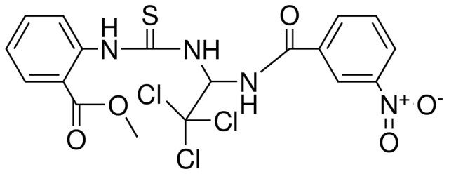 2-(3-(2,2,2-TRI-CL-(3-NITRO-BENZOYLAMINO)-ET)-THIOUREIDO)-BENZOIC ACID ME ESTER