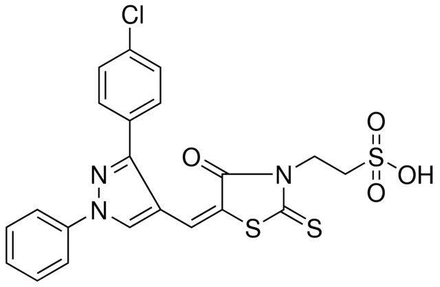 2-((5E)-5-{[3-(4-CHLOROPHENYL)-1-PHENYL-1H-PYRAZOL-4-YL]METHYLENE}-4-OXO-2-THIOXO-1,3-THIAZOLIDIN-3-YL)ETHANESULFONIC ACID