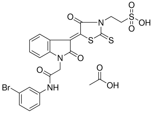 2-((5Z)-5-{1-[2-(3-BROMOANILINO)-2-OXOETHYL]-2-OXO-1,2-DIHYDRO-3H-INDOL-3-YLIDENE}-4-OXO-2-THIOXO-1,3-THIAZOLIDIN-3-YL)ETHANESULFONIC ACID ACETATE