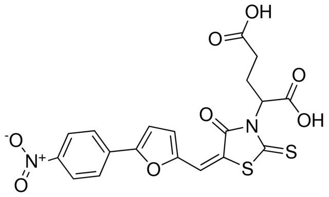 2-((5E)-5-{[5-(4-NITROPHENYL)-2-FURYL]METHYLENE}-4-OXO-2-THIOXO-1,3-THIAZOLIDIN-3-YL)PENTANEDIOIC ACID