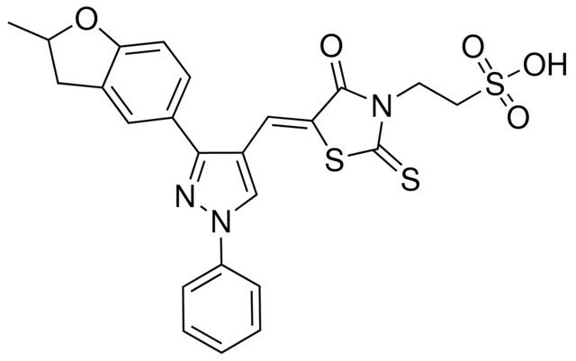 2-((5Z)-5-{[3-(2-METHYL-2,3-DIHYDRO-1-BENZOFURAN-5-YL)-1-PHENYL-1H-PYRAZOL-4-YL]METHYLENE}-4-OXO-2-THIOXO-1,3-THIAZOLIDIN-3-YL)ETHANESULFONIC ACID