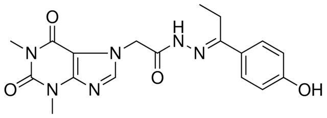 2-(1,3-DIMETHYL-2,6-DIOXO-1,2,3,6-TETRAHYDRO-7H-PURIN-7-YL)-N'-[(E)-1-(4-HYDROXYPHENYL)PROPYLIDENE]ACETOHYDRAZIDE