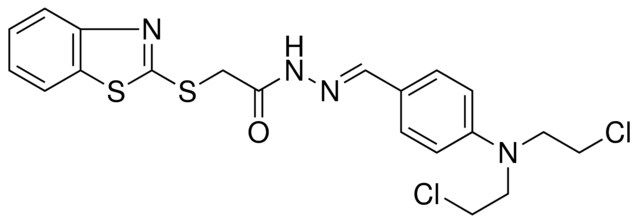 2-(1,3-BENZOTHIAZOL-2-YLSULFANYL)-N'-((E)-{4-[BIS(2-CHLOROETHYL)AMINO]PHENYL}METHYLIDENE)ACETOHYDRAZIDE