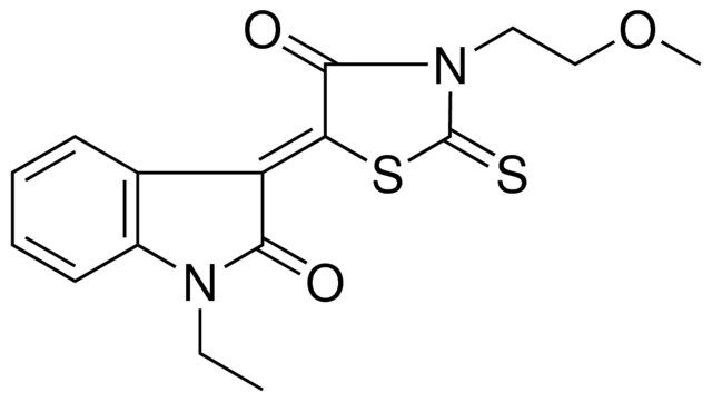 1-ET-3-(3-(2-MEO-ET)-4-OXO-2-THIOXO-THIAZOLIDIN-5-YLIDENE)-1,3-2H-INDOL-2-ONE