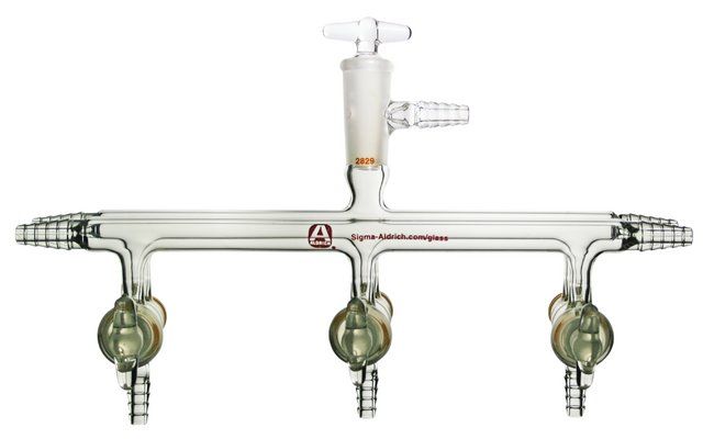 Aldrich<sup>®</sup> dual bank manifold with glass stopcocks and vacuum-gauge port