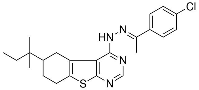 (1E)-1-(4-CHLOROPHENYL)ETHANONE (6-TERT-PENTYL-5,6,7,8-TETRAHYDRO[1]BENZOTHIENO[2,3-D]PYRIMIDIN-4-YL)HYDRAZONE