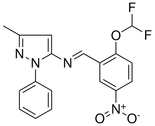 (2-DIFLUOROMETHOXY-5-NITRO-BENZYLIDENE)-(5-ME-2-PHENYL-2H-PYRAZOL-3-YL)-AMINE