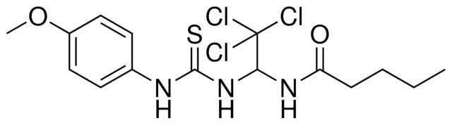 PENTANOIC ACID (2,2,2-TRICHLORO-1-(3-(4-METHOXY-PHENYL)-THIOUREIDO)-ETHYL)-AMIDE