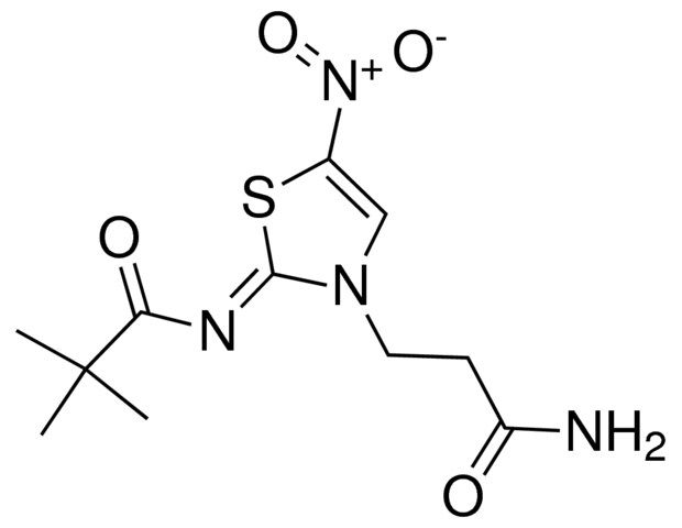 N-((2Z)-3-(3-amino-3-oxopropyl)-5-nitro-1,3-thiazol-2(3H)-ylidene)-2,2-dimethylpropanamide