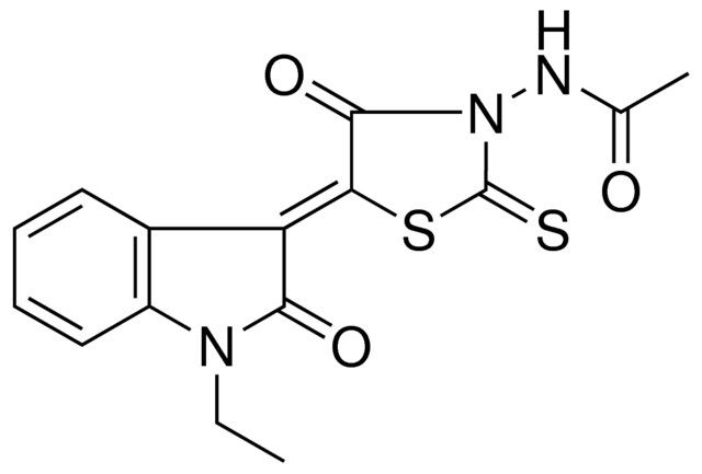 N-[(5Z)-5-(1-ETHYL-2-OXO-1,2-DIHYDRO-3H-INDOL-3-YLIDENE)-4-OXO-2-THIOXO-1,3-THIAZOLIDIN-3-YL]ACETAMIDE