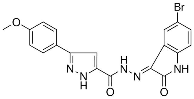 N'-[(3E)-5-BROMO-2-OXO-1,2-DIHYDRO-3H-INDOL-3-YLIDENE]-3-(4-METHOXYPHENYL)-1H-PYRAZOLE-5-CARBOHYDRAZIDE