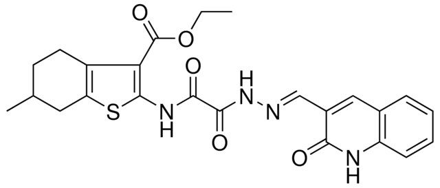 ETHYL 6-METHYL-2-[(OXO{(2E)-2-[(2-OXO-1,2-DIHYDRO-3-QUINOLINYL)METHYLENE]HYDRAZINO}ACETYL)AMINO]-4,5,6,7-TETRAHYDRO-1-BENZOTHIOPHENE-3-CARBOXYLATE