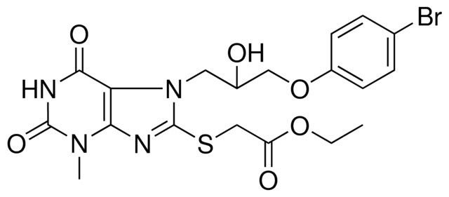 ETHYL ({7-[3-(4-BROMOPHENOXY)-2-HYDROXYPROPYL]-3-METHYL-2,6-DIOXO-2,3,6,7-TETRAHYDRO-1H-PURIN-8-YL}SULFANYL)ACETATE