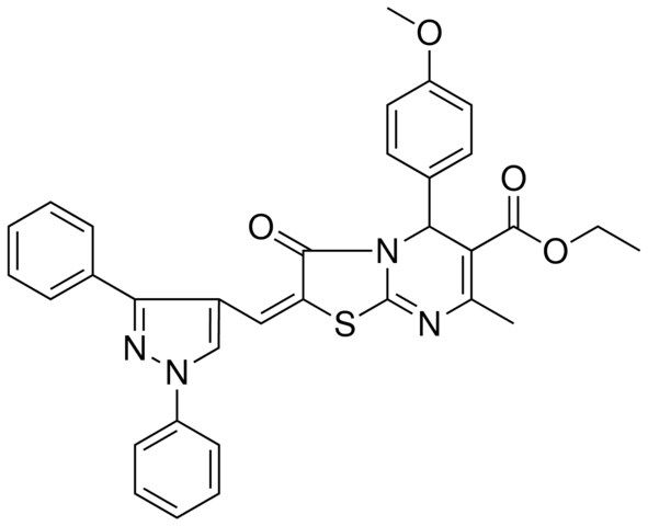 ETHYL (2E)-2-[(1,3-DIPHENYL-1H-PYRAZOL-4-YL)METHYLENE]-5-(4-METHOXYPHENYL)-7-METHYL-3-OXO-2,3-DIHYDRO-5H-[1,3]THIAZOLO[3,2-A]PYRIMIDINE-6-CARBOXYLATE