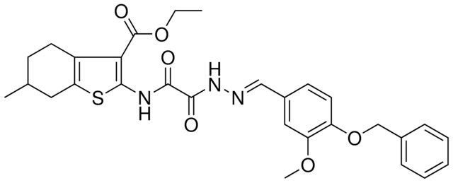 ETHYL 2-{[{(2E)-2-[4-(BENZYLOXY)-3-METHOXYBENZYLIDENE]HYDRAZINO}(OXO)ACETYL]AMINO}-6-METHYL-4,5,6,7-TETRAHYDRO-1-BENZOTHIOPHENE-3-CARBOXYLATE