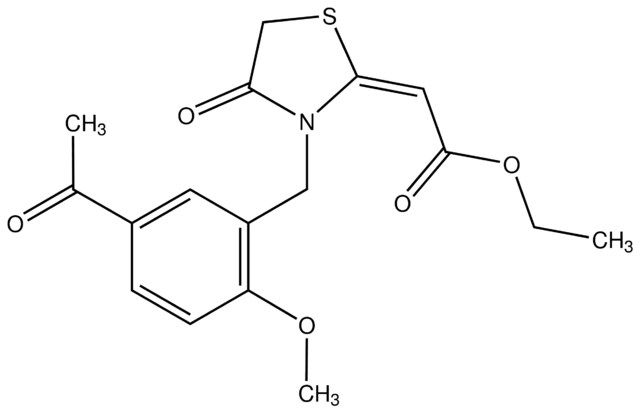 Ethyl (2<i>E</i>)-[3-(5-acetyl-2-methoxybenzyl)-4-oxo-1,3-thiazolidin-2-ylidene]acetate