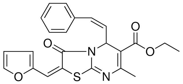 ETHYL (2E)-2-(2-FURYLMETHYLENE)-7-METHYL-3-OXO-5-[(Z)-2-PHENYLETHENYL]-2,3-DIHYDRO-5H-[1,3]THIAZOLO[3,2-A]PYRIMIDINE-6-CARBOXYLATE