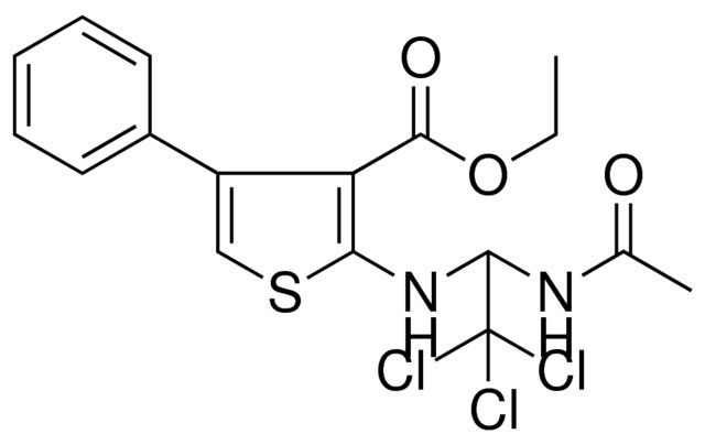 ETHYL 2-{[1-(ACETYLAMINO)-2,2,2-TRICHLOROETHYL]AMINO}-4-PHENYL-3-THIOPHENECARBOXYLATE