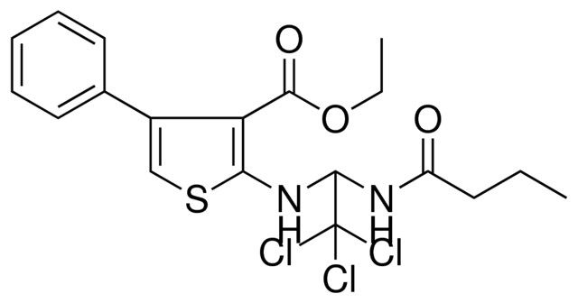 ETHYL 2-{[1-(BUTYRYLAMINO)-2,2,2-TRICHLOROETHYL]AMINO}-4-PHENYL-3-THIOPHENECARBOXYLATE