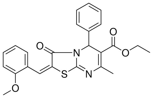 ETHYL (2E)-2-(2-METHOXYBENZYLIDENE)-7-METHYL-3-OXO-5-PHENYL-2,3-DIHYDRO-5H-[1,3]THIAZOLO[3,2-A]PYRIMIDINE-6-CARBOXYLATE