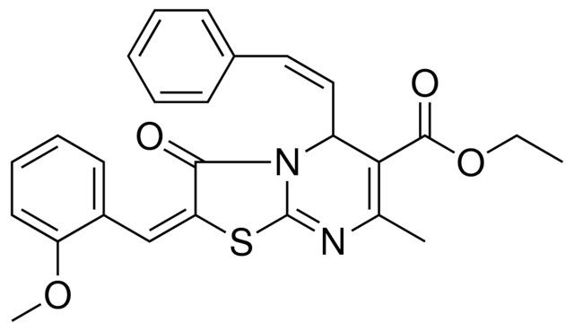 ETHYL (2E)-2-(2-METHOXYBENZYLIDENE)-7-METHYL-3-OXO-5-[(Z)-2-PHENYLETHENYL]-2,3-DIHYDRO-5H-[1,3]THIAZOLO[3,2-A]PYRIMIDINE-6-CARBOXYLATE