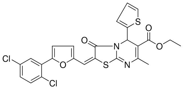 ETHYL (2E)-2-{[5-(2,5-DICHLOROPHENYL)-2-FURYL]METHYLENE}-7-METHYL-3-OXO-5-(2-THIENYL)-2,3-DIHYDRO-5H-[1,3]THIAZOLO[3,2-A]PYRIMIDINE-6-CARBOXYLATE