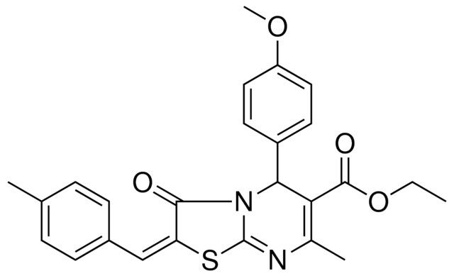 ETHYL (2E)-5-(4-METHOXYPHENYL)-7-METHYL-2-(4-METHYLBENZYLIDENE)-3-OXO-2,3-DIHYDRO-5H-[1,3]THIAZOLO[3,2-A]PYRIMIDINE-6-CARBOXYLATE