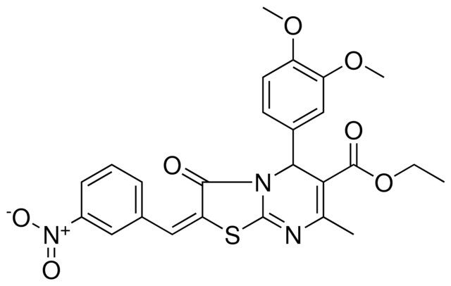 ETHYL (2E)-5-(3,4-DIMETHOXYPHENYL)-7-METHYL-2-(3-NITROBENZYLIDENE)-3-OXO-2,3-DIHYDRO-5H-[1,3]THIAZOLO[3,2-A]PYRIMIDINE-6-CARBOXYLATE