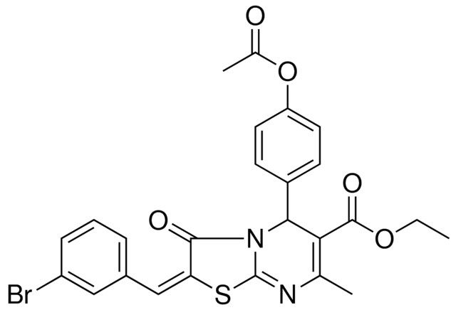 ETHYL (2E)-5-[4-(ACETYLOXY)PHENYL]-2-(3-BROMOBENZYLIDENE)-7-METHYL-3-OXO-2,3-DIHYDRO-5H-[1,3]THIAZOLO[3,2-A]PYRIMIDINE-6-CARBOXYLATE