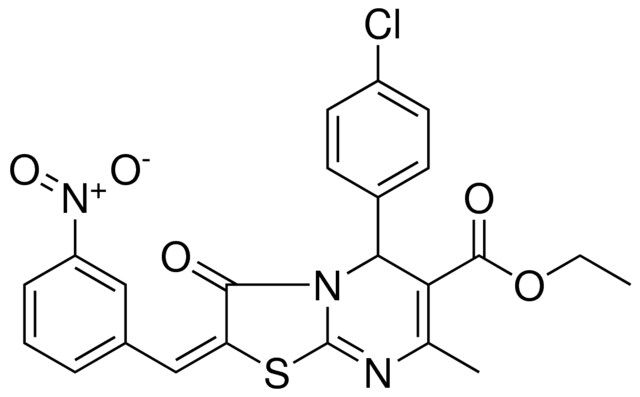 ETHYL (2E)-5-(4-CHLOROPHENYL)-7-METHYL-2-(3-NITROBENZYLIDENE)-3-OXO-2,3-DIHYDRO-5H-[1,3]THIAZOLO[3,2-A]PYRIMIDINE-6-CARBOXYLATE