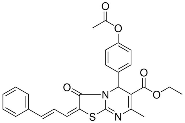 ETHYL (2E)-5-[4-(ACETYLOXY)PHENYL]-7-METHYL-3-OXO-2-[(2E)-3-PHENYL-2-PROPENYLIDENE]-2,3-DIHYDRO-5H-[1,3]THIAZOLO[3,2-A]PYRIMIDINE-6-CARBOXYLATE