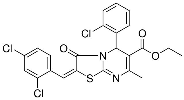 ETHYL (2E)-5-(2-CHLOROPHENYL)-2-(2,4-DICHLOROBENZYLIDENE)-7-METHYL-3-OXO-2,3-DIHYDRO-5H-[1,3]THIAZOLO[3,2-A]PYRIMIDINE-6-CARBOXYLATE