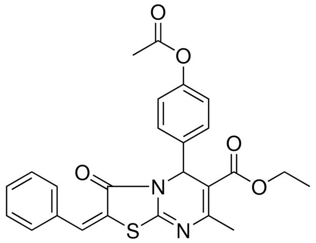 ETHYL (2E)-5-[4-(ACETYLOXY)PHENYL]-2-BENZYLIDENE-7-METHYL-3-OXO-2,3-DIHYDRO-5H-[1,3]THIAZOLO[3,2-A]PYRIMIDINE-6-CARBOXYLATE