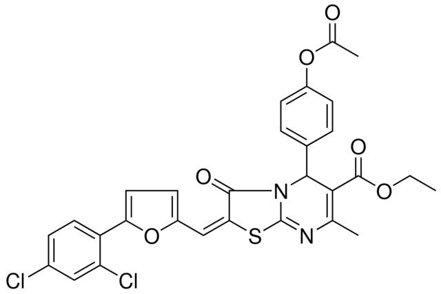 ETHYL (2E)-5-[4-(ACETYLOXY)PHENYL]-2-{[5-(2,4-DICHLOROPHENYL)-2-FURYL]METHYLENE}-7-METHYL-3-OXO-2,3-DIHYDRO-5H-[1,3]THIAZOLO[3,2-A]PYRIMIDINE-6-CARBOXYLATE