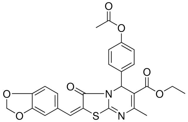 ETHYL (2E)-5-[4-(ACETYLOXY)PHENYL]-2-(1,3-BENZODIOXOL-5-YLMETHYLENE)-7-METHYL-3-OXO-2,3-DIHYDRO-5H-[1,3]THIAZOLO[3,2-A]PYRIMIDINE-6-CARBOXYLATE