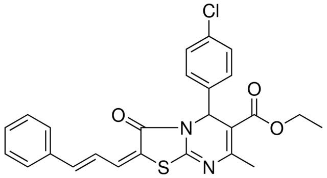 ETHYL (2E)-5-(4-CHLOROPHENYL)-7-METHYL-3-OXO-2-[(2E)-3-PHENYL-2-PROPENYLIDENE]-2,3-DIHYDRO-5H-[1,3]THIAZOLO[3,2-A]PYRIMIDINE-6-CARBOXYLATE