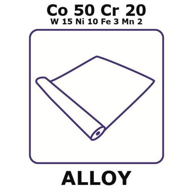 Cobalt-chromium-tungsten-nickel-iron-manganese alloy, Co50Cr20W15Ni10Fe3Mn2