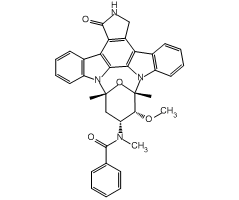 PKC412, a multi-targeted protein kinase inhibitor which inhibits PKC//, Syk, Flk-1, Akt, PKA, c-Kit, c-Fgr, c-Src, FLT3, PDFR and VEGFR1/2 with IC50 ranging from 16-500 nM