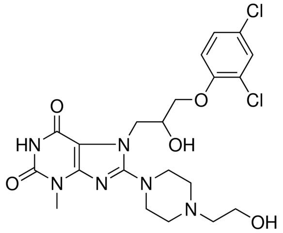 7-[3-(2,4-DICHLOROPHENOXY)-2-HYDROXYPROPYL]-8-[4-(2-HYDROXYETHYL)-1-PIPERAZINYL]-3-METHYL-3,7-DIHYDRO-1H-PURINE-2,6-DIONE