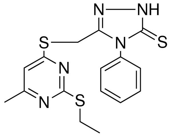 5-(2-ETHYLSULFANYL-6-ME-PYRIMIDIN-4-YLSULFANYL-ME)-4-PH-(1,2,4)TRIAZOLE-3-THIONE